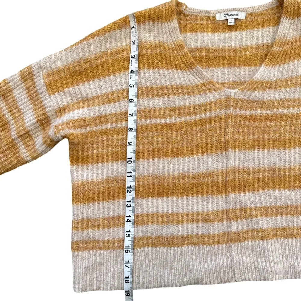 Madewell Staley Space-Dyed Cropped V-Neck Sweater Mustard‎ Cream S